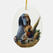 Engelse zetter met fazanten, kunst keramisch ornament (Voorkant)