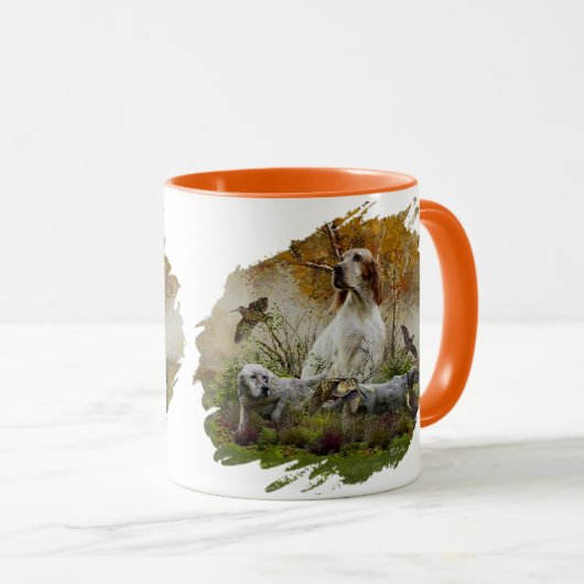 Engelse zetter met fazanten, kunst mok (Voorkant rechts)
