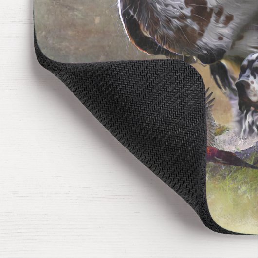 Engelse zetter met fazanten, kunst muismat (Hoek)