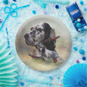 Engelse zetter met fazanten, kunst papieren bordje (Feest)