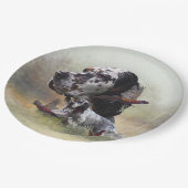 Engelse zetter met fazanten, kunst papieren bordje (Gekanteld)