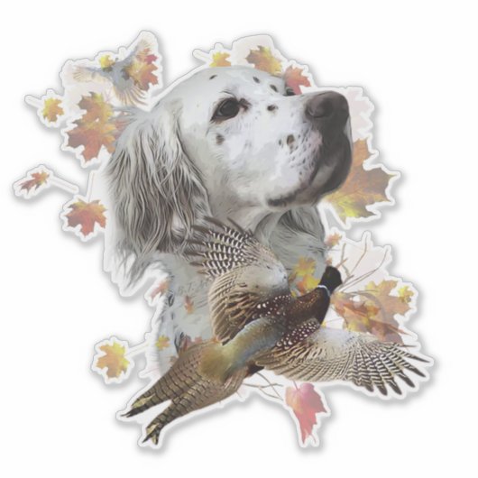 Engelse zetter met fazanten, kunst sticker (Voorkant)