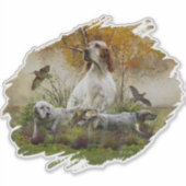 Engelse zetter met fazanten, kunst sticker (Voorkant)