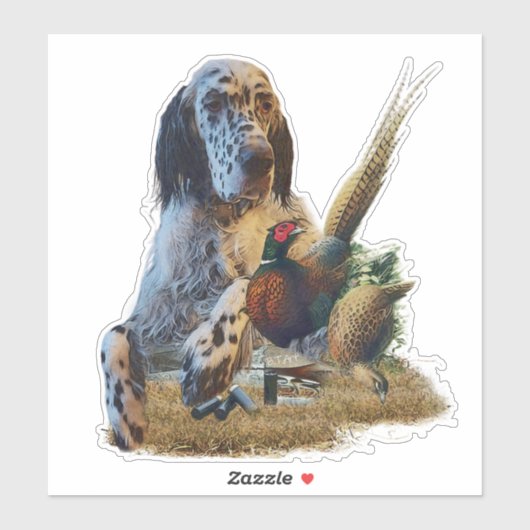 Engelse zetter met fazanten, kunst sticker (Vel)
