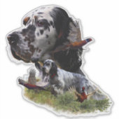 Engelse zetter met fazanten, kunst sticker (Voorkant)