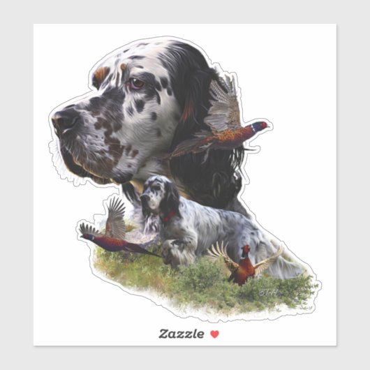 Engelse zetter met fazanten, kunst sticker (Vel)