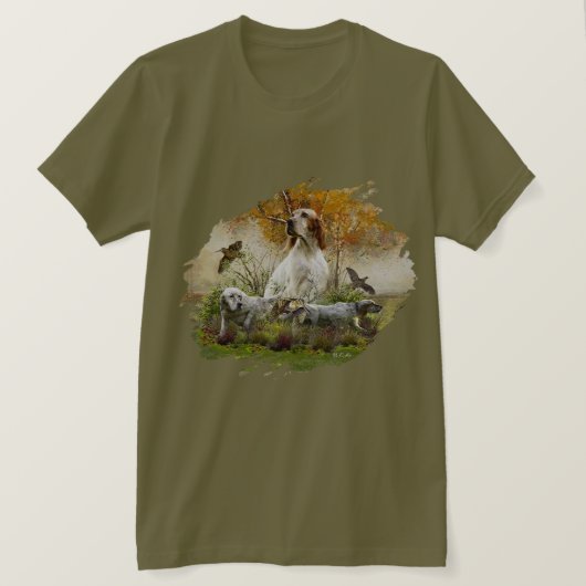 Engelse zetter met fazanten, kunst t-shirt (Design voorkant)
