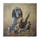 Engelse zetter met fazanten, kunst tegeltje (Voorkant)