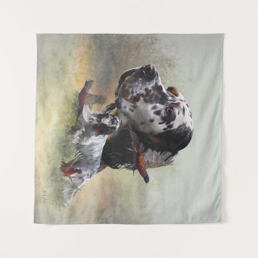 Engelse zetter met fazanten, kunst wandkleed (Voorkant (horizontaal))