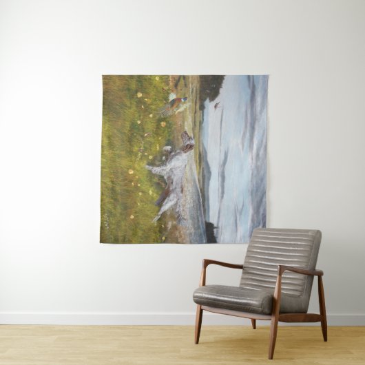 Engelse zetter met fazanten, kunst wandkleed (In Situ (horizontaal))