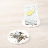 Engelse zetter met fazanten, kunst zandsteen onderzetter (Zijkant)