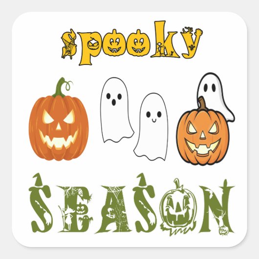 engelseizoen Prettig Halloween Vierkante Sticker (Voorkant)