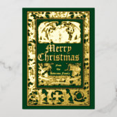  Engelsen en Pomegranate Border Kerstmis Folie Feestdagenkaart (Voorkant)