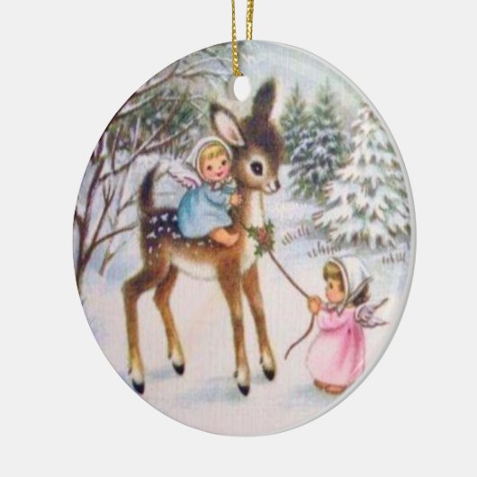  Engelsen met kerstBaby Keramisch Ornament (Links)