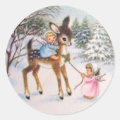  Engelsen met kerstBaby Ronde Sticker (Voorkant)