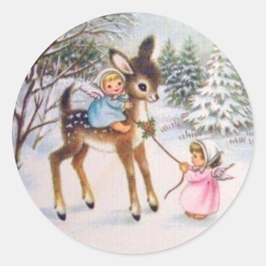  Engelsen met kerstBaby Ronde Sticker (Voorkant)