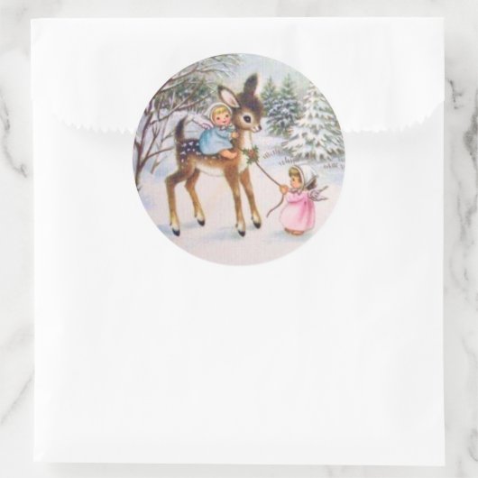  Engelsen met kerstBaby Ronde Sticker (Tas)