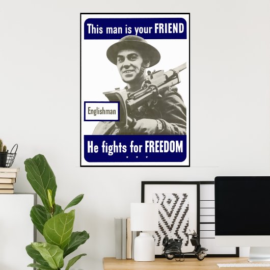 Engelsman — Dit Man is je vriend — grens Poster (Thuiskantoor)