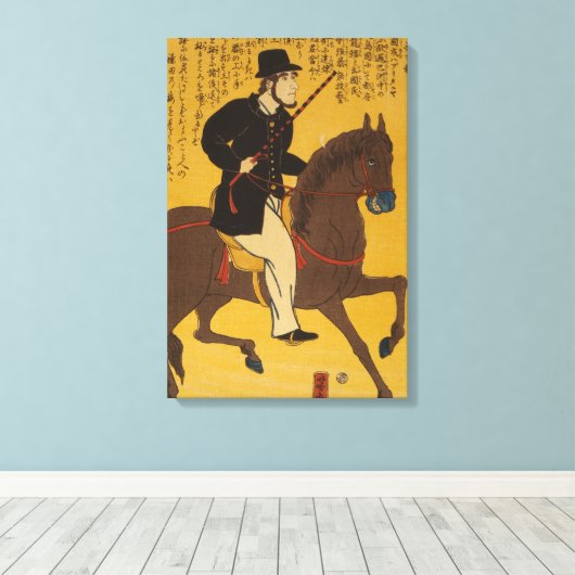Engelsman Riding Horseback circa 1861  Canvas Afdruk (Insitu (Houten vloer))