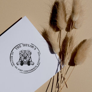 Engelstalig Bulldog Custom Family Return-adres Rubberstempel