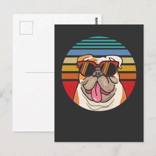  Engelstalig Bulldog Funny Sunbril Pet Briefkaart (Voorkant / Achterkant)