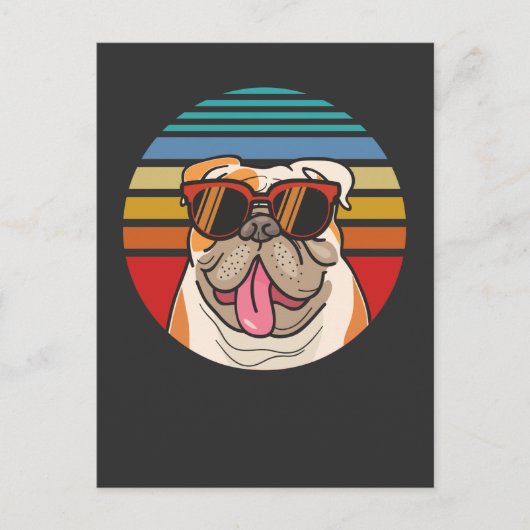  Engelstalig Bulldog Funny Sunbril Pet Briefkaart (Voorkant)