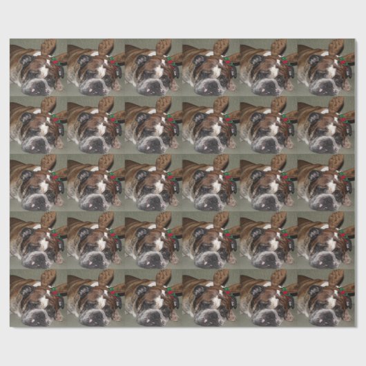 Engelstalig bulldog Reindeerverpakkingspapier Cadeaupapier (Vlak)