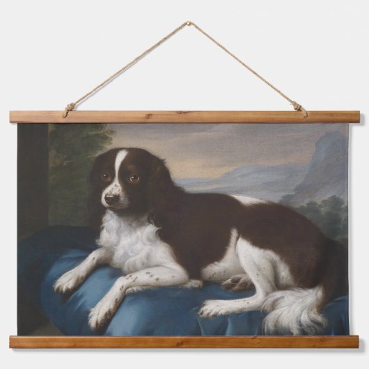  Engelstalig Springer-spaniel op een kussen Hangend Wandkleed (Voorkant)