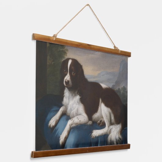  Engelstalig Springer-spaniel op een kussen Hangend Wandkleed (Gebogen)