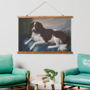 Engelstalig Springer-spaniel op een kussen Hangend Wandkleed