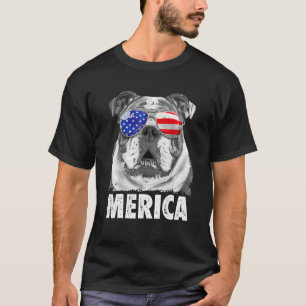 Engelstalige bulledog 4 juli Merica Mannen vs vlag T-shirt