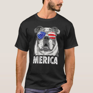 Engelstalige bulledog 4 juli Merica Mannen vs vlag T-shirt