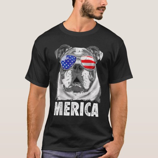 Engelstalige bulledog 4 juli Merica Mannen vs vlag T-shirt (Voorkant)