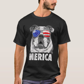 Engelstalige bulledog 4 juli Merica Mannen vs vlag T-shirt