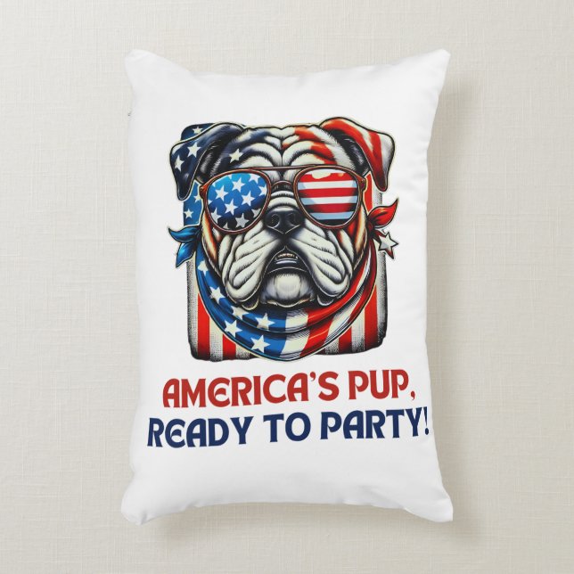 Engelstalige bulledog 4 juli Merica Sunbril USA Accent Kussen (Voorkant(Verticaal))