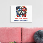 Engelstalige bulledog 4 juli Merica Sunbril USA Canvas Afdruk (Insitu (Woonkamer))