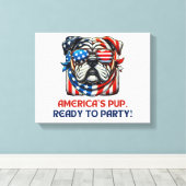 Engelstalige bulledog 4 juli Merica Sunbril USA Canvas Afdruk (Insitu (Houten vloer))