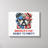 Engelstalige bulledog 4 juli Merica Sunbril USA Canvas Afdruk (Voorkant)