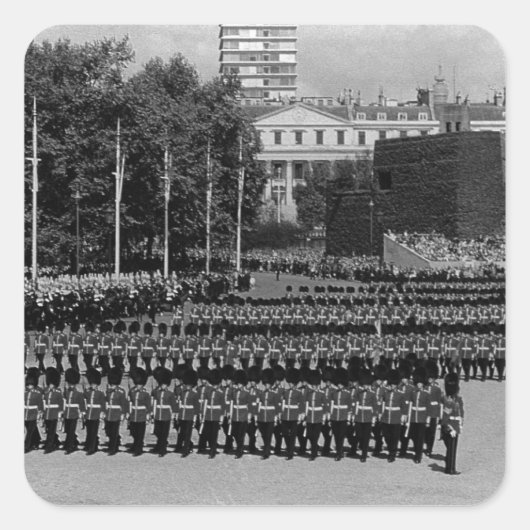  Engelstalige Garde marcheren langzaam in 1970 Vierkante Sticker (Voorkant)