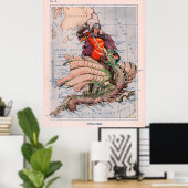  Engelstalige kaart & St George Sting a Dragon Poster (Thuiskantoor)