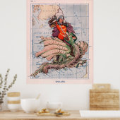  Engelstalige kaart & St George Sting a Dragon Poster (Keuken)