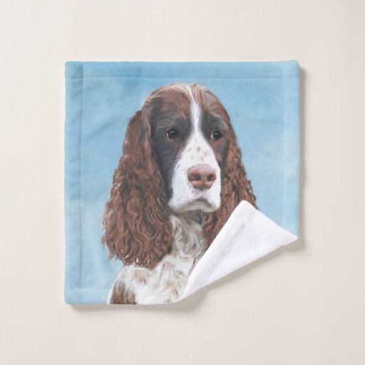 Engelstalige spaniel-schilderkunst bad handdoek (Wasdoekje)