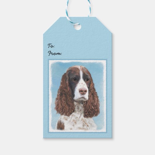 Engelstalige spaniel-schilderkunst cadeaulabel (Voorkant)