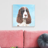 Engelstalige spaniel-schilderkunst canvas afdruk (Insitu (Woonkamer))
