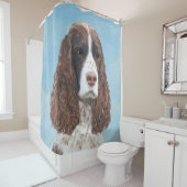 Engelstalige spaniel-schilderkunst douchegordijn (In situ)