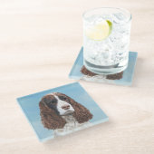 Engelstalige spaniel-schilderkunst glazen onderzetter (Schuin)