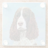 Engelstalige spaniel-schilderkunst glazen onderzetter (Achterkant)