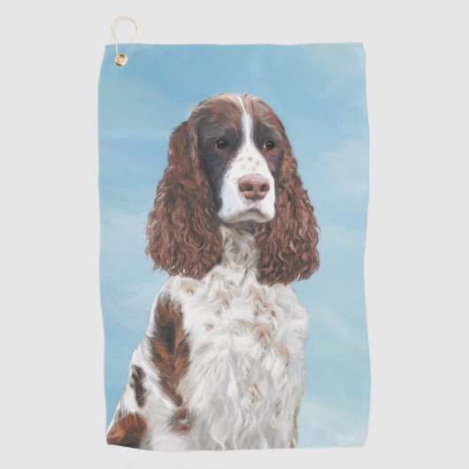 Engelstalige spaniel-schilderkunst golfhanddoek (Voorkant)