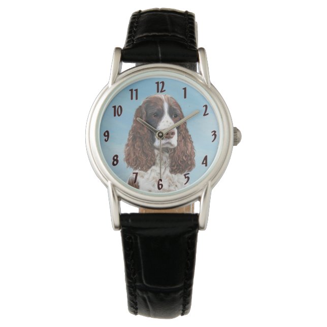 Engelstalige spaniel-schilderkunst horloge (Voorkant)