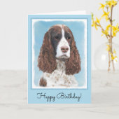 Engelstalige spaniel-schilderkunst kaart (Gele Bloem)